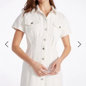 White denim button up dress